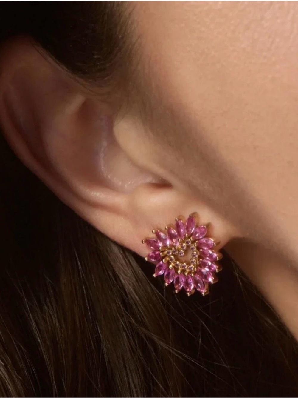 Mignonne Gavigan Pink Floral Cluster Stud Earrings